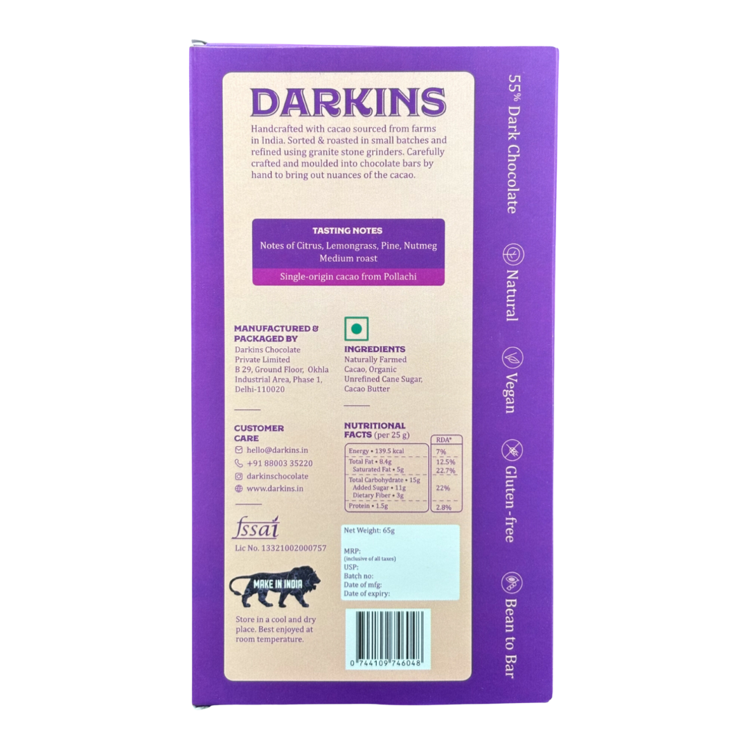 Load image into Gallery viewer, 55% Single Origin Dark Chocolate- Tamil Nadu - Darkins Chocolates