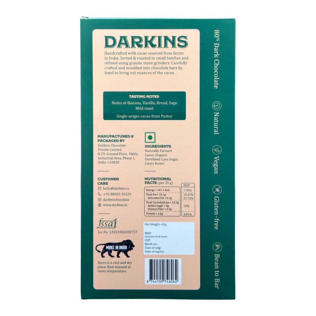 Load image into Gallery viewer, 80% Single Origin Dark Chocolate- Karnataka - Darkins Chocolates