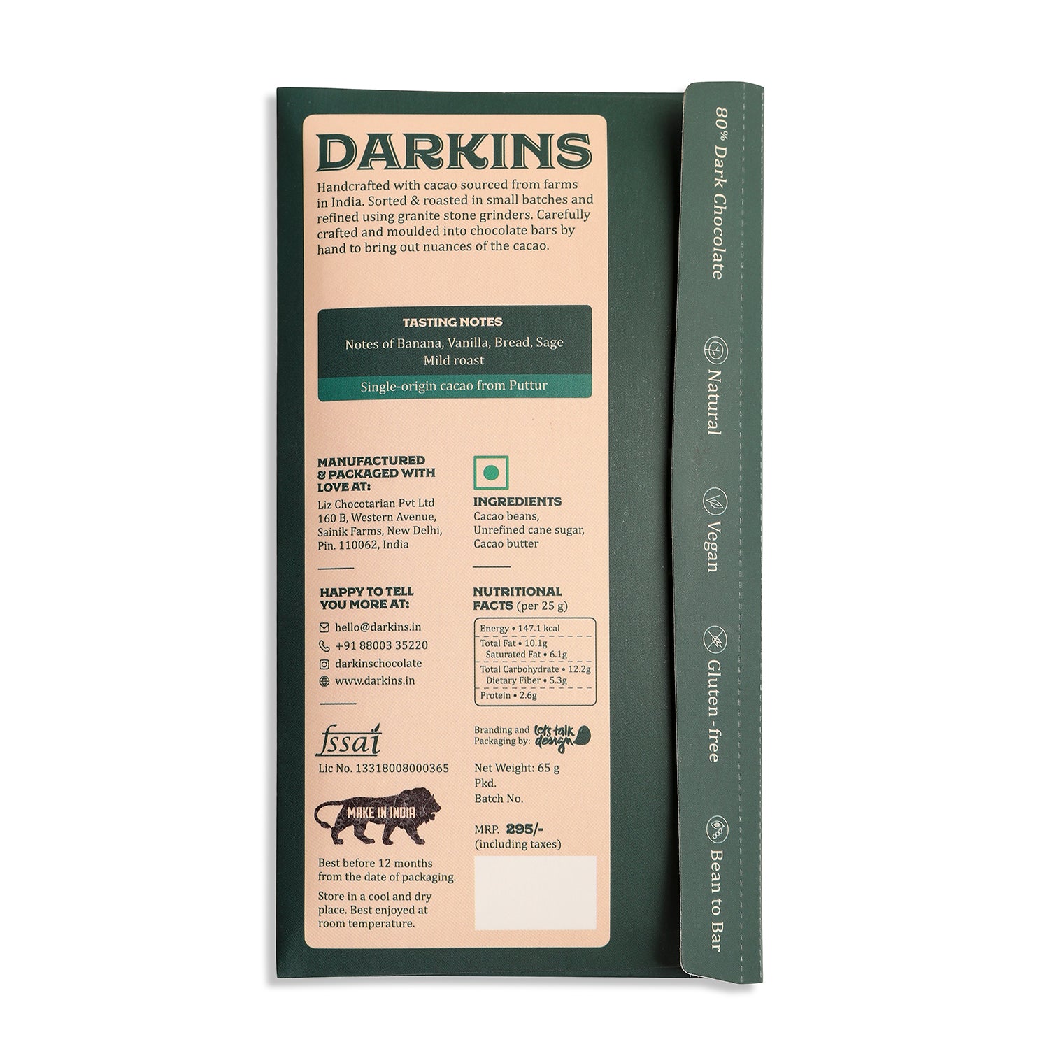 Load image into Gallery viewer, 80% Single Origin Dark Chocolate- Karnataka - Darkins Chocolates