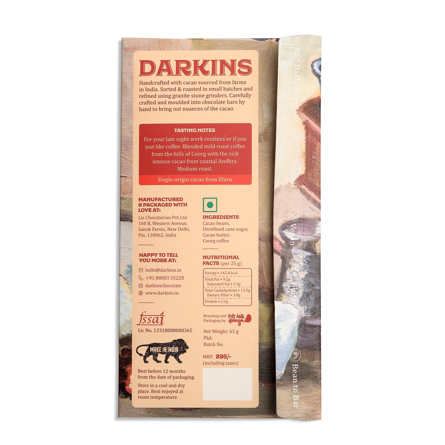 Load image into Gallery viewer, 65% Dark Chocolate with Coffee - Darkins Chocolates
