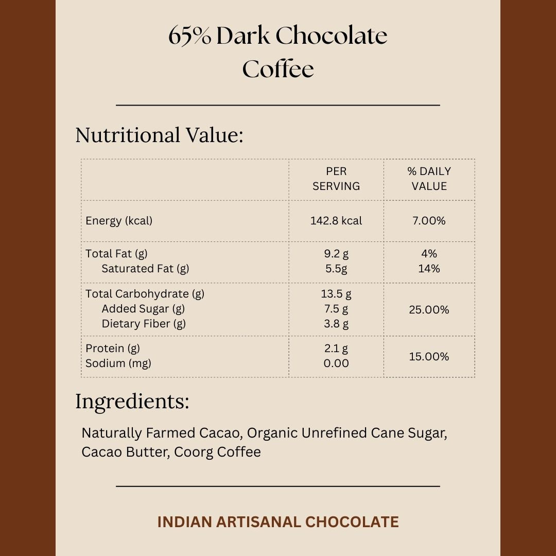 65% Dark Chocolate with Coffee - Darkins Chocolates