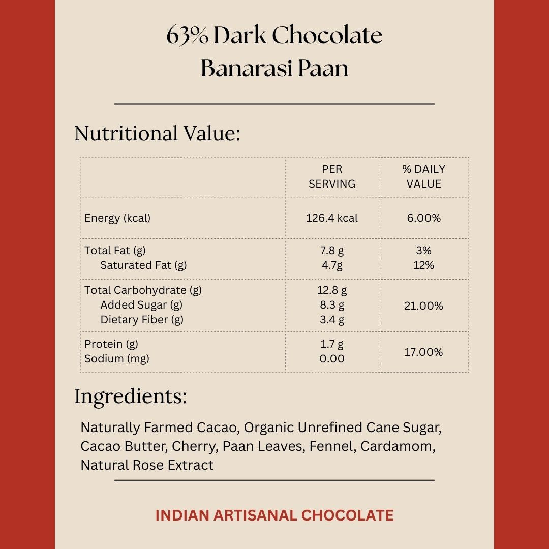 Load image into Gallery viewer, 63% Artisanal Dark Chocolate with Paan