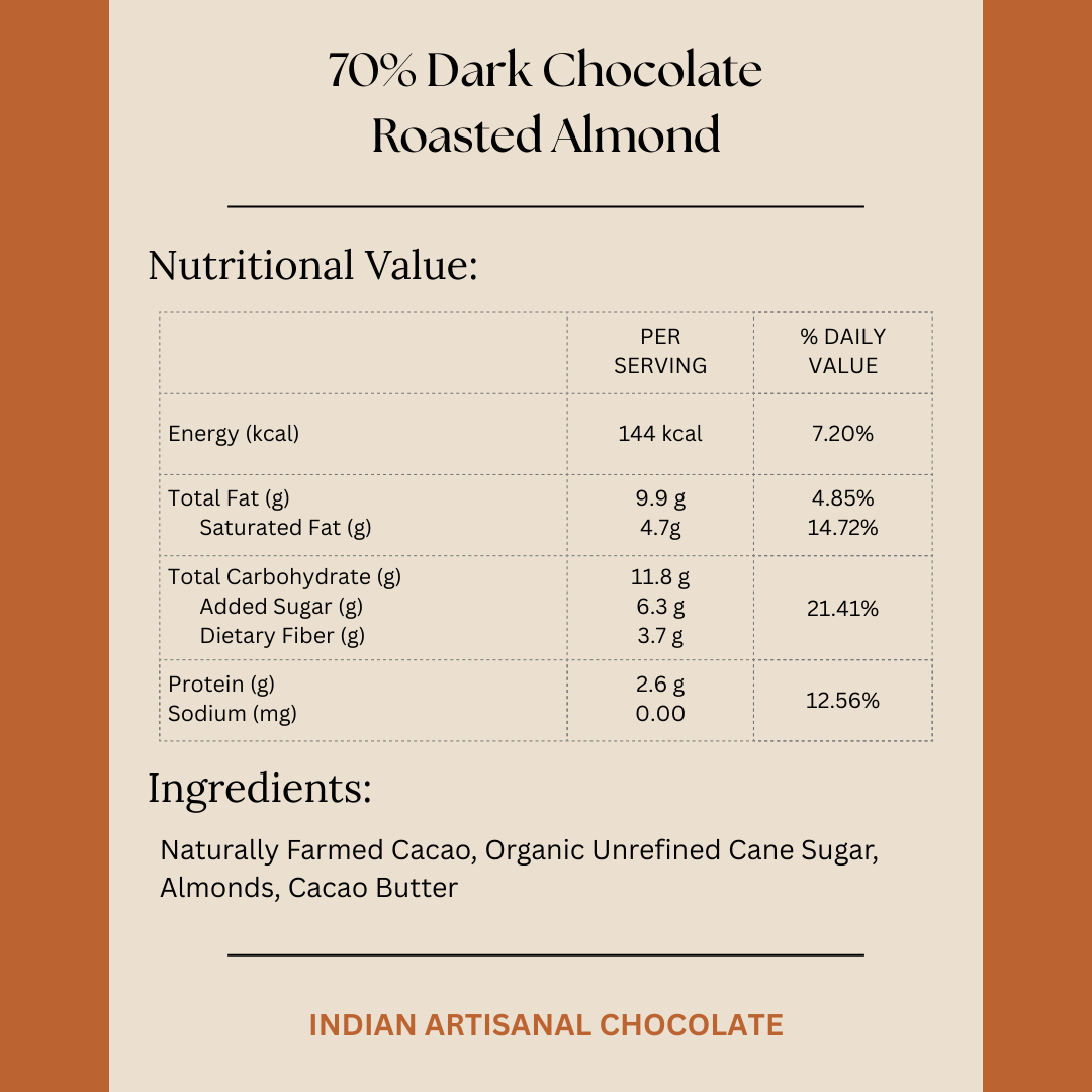 70% Dark Chocolate with Almonds - Darkins Chocolates
