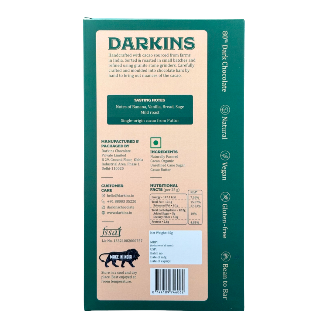 80% Single Origin Dark Chocolate- Karnataka