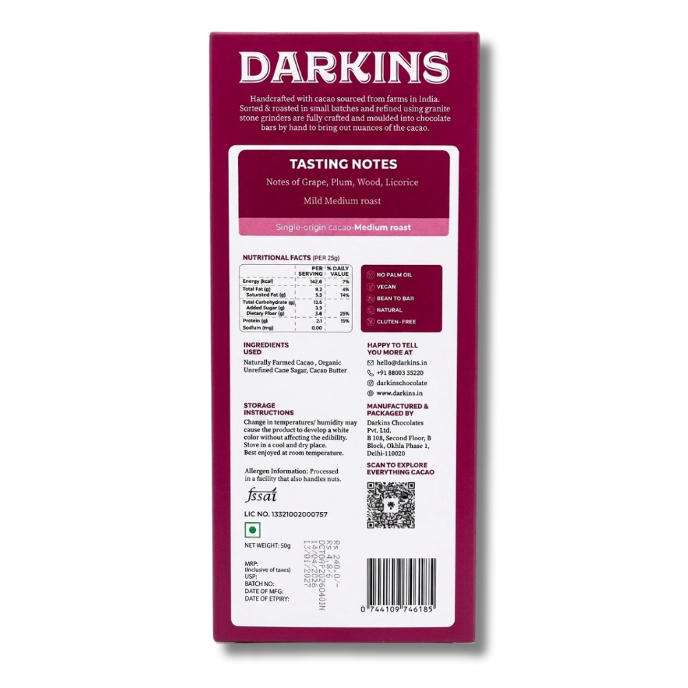 70% Single Origin Dark Chocolate- Andhra Pradesh - Darkins Chocolates