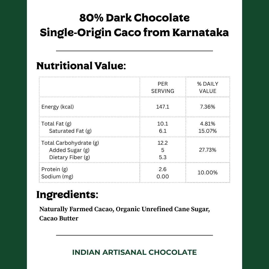 80% Single Origin Dark Chocolate- Karnataka - Darkins Chocolates