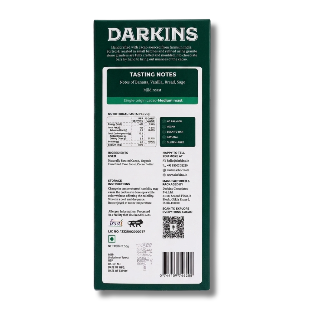 80% Single Origin Dark Chocolate- Karnataka - Darkins Chocolates