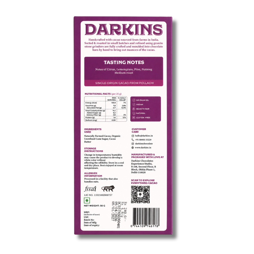 Load image into Gallery viewer, 55% Single Origin Dark Chocolate- Tamil Nadu - Darkins Chocolates