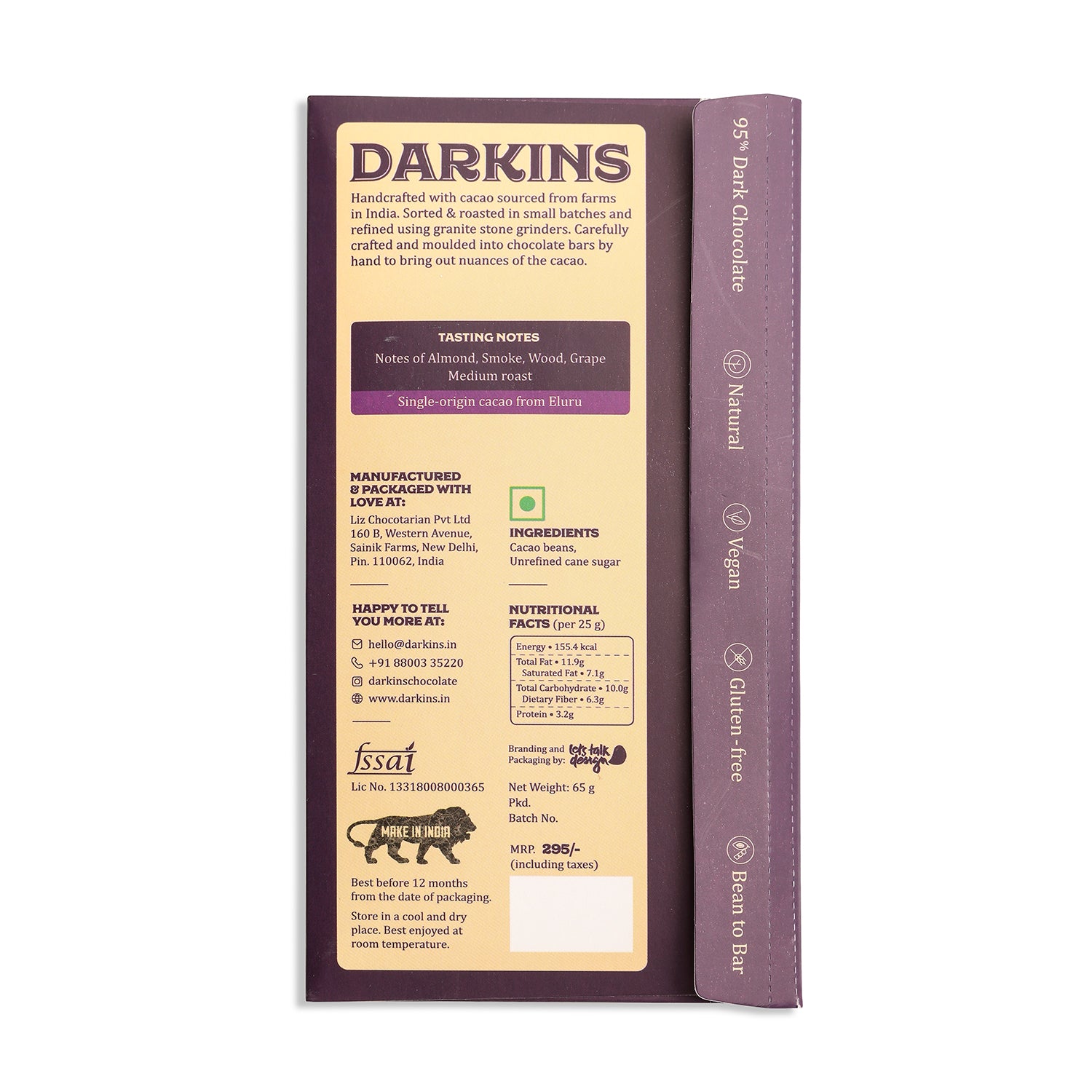 95% Single Origin Dark Chocolate- Andhra - Darkins Chocolates
