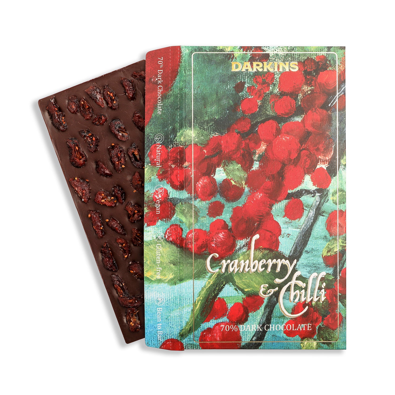 Load image into Gallery viewer, 70% Dark Chocolate with Cranberry &amp; Chilli - Darkins Chocolates